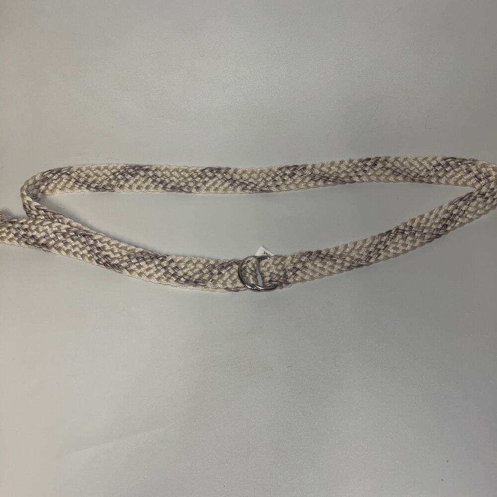 White Purple Stretch Knit Adjustable D-Ring Belt Women's Size 14 51"x 1"